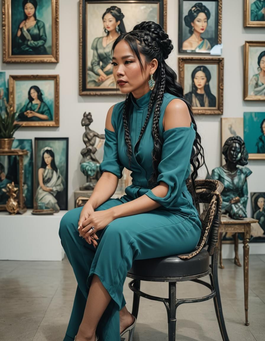 Chic Filipina Woman in Art Gallery