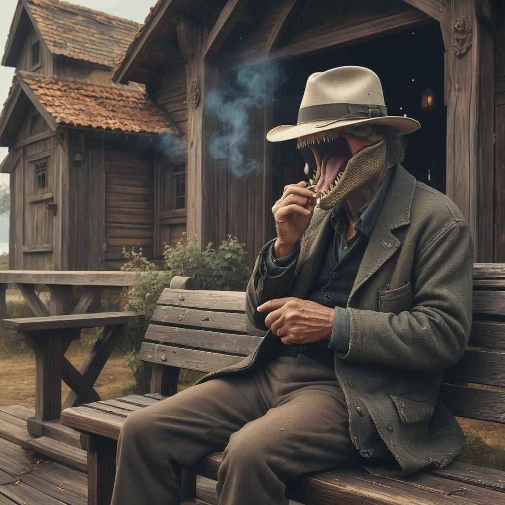 Kinetic Pointillist T-Rex in Spacecore Seascape