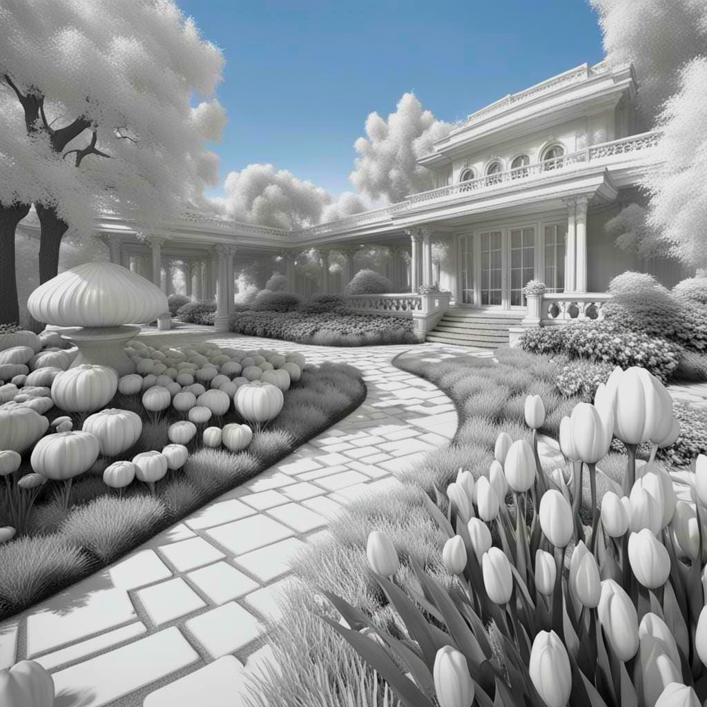 Garden Scene with Realistic Shadows and Ambient Lighting