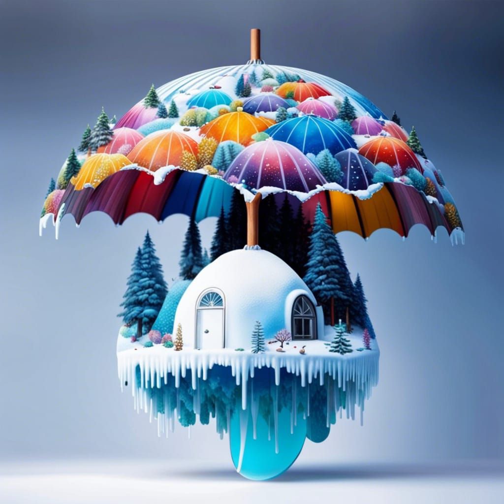 Upside-Down Umbrella World in Cell-Shaded Style