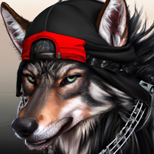 Anthropomorphic Black Wolf Portrait in Detailed Digital Art