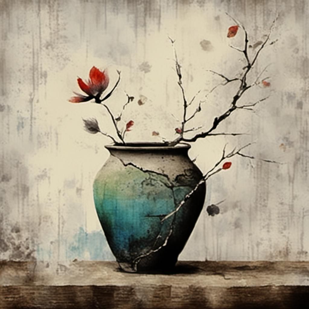 Wabi-Sabi Ink Drawing of Imperfect Beauty