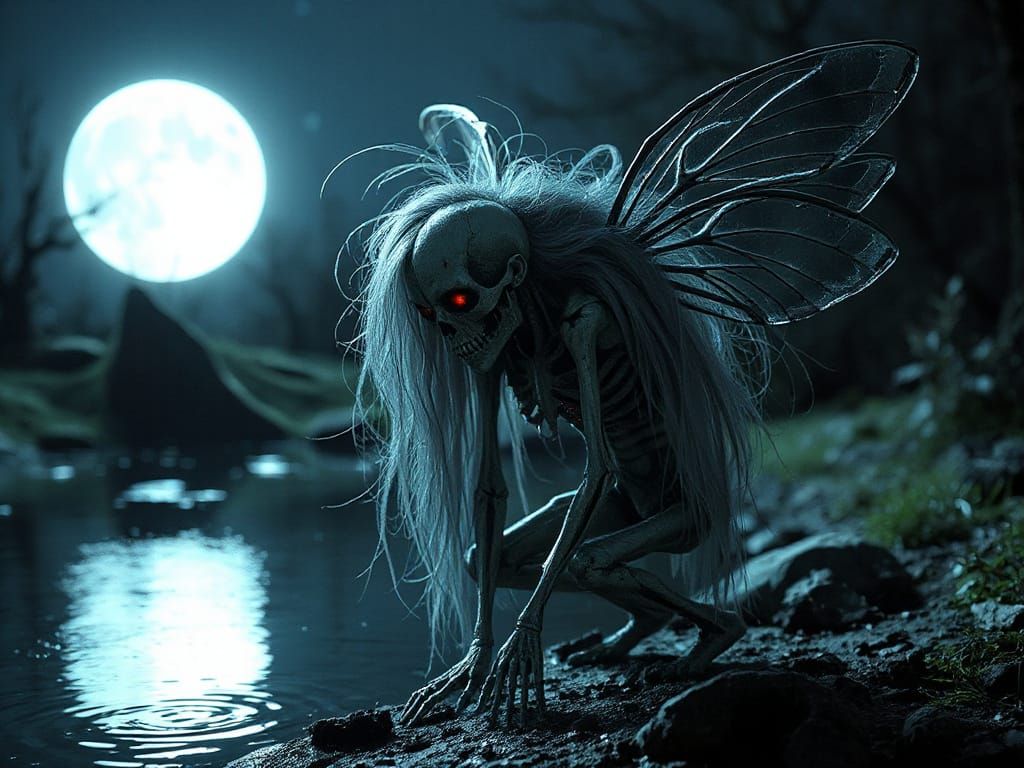 Sinister Biomechanical Fairy in Winter Whimsy