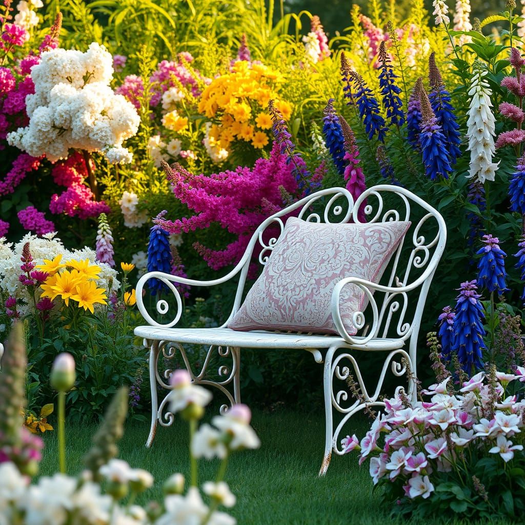 English Romantic Garden in Whimsical Dreamscape