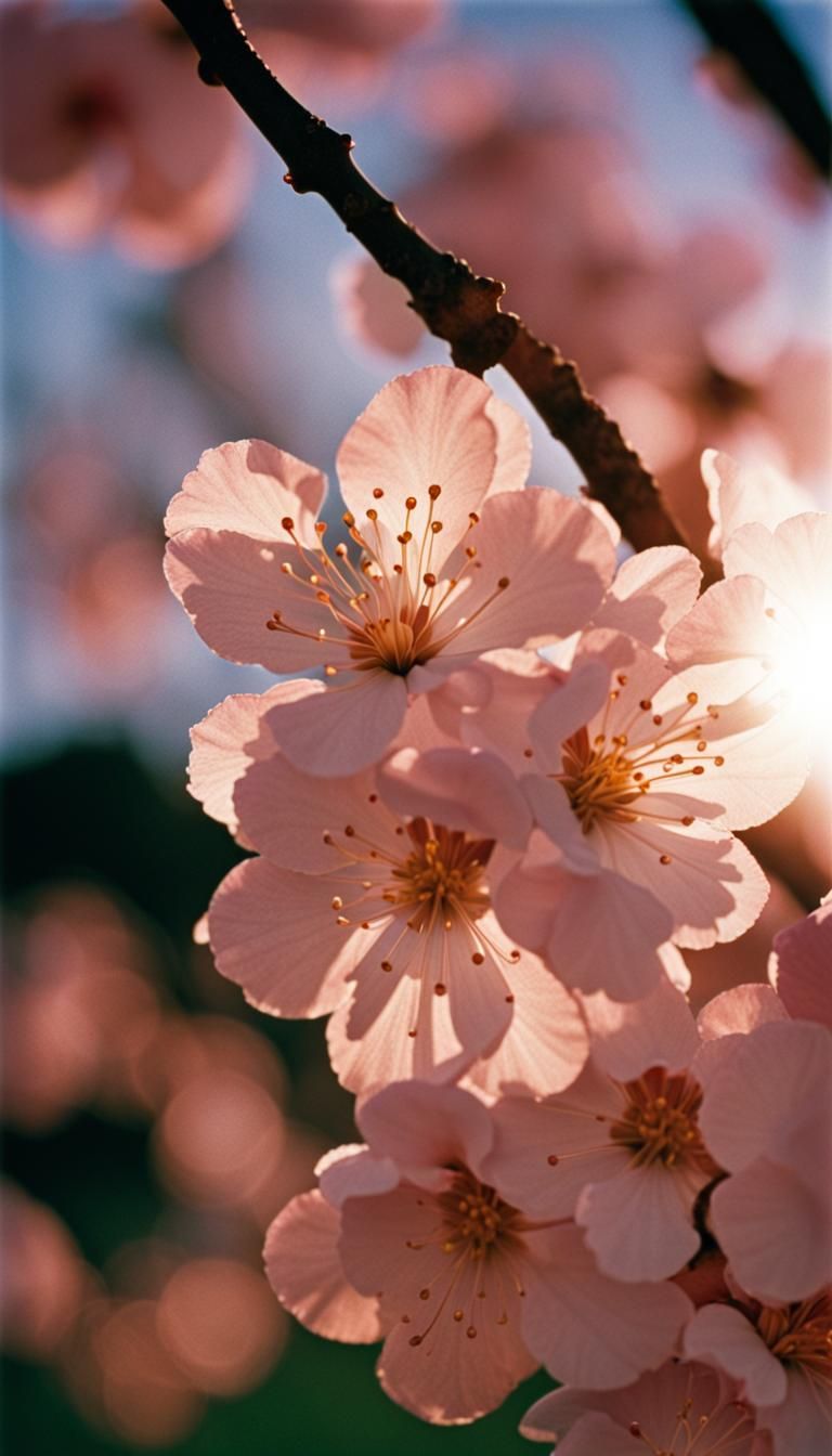 Hyperdetailed Cherry Blossoms at Sunrise