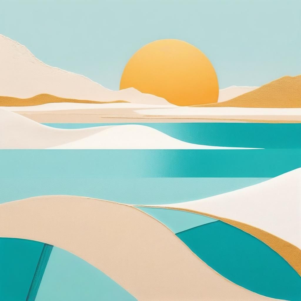 Minimalist Abstract Beach Collage in Bright Hues