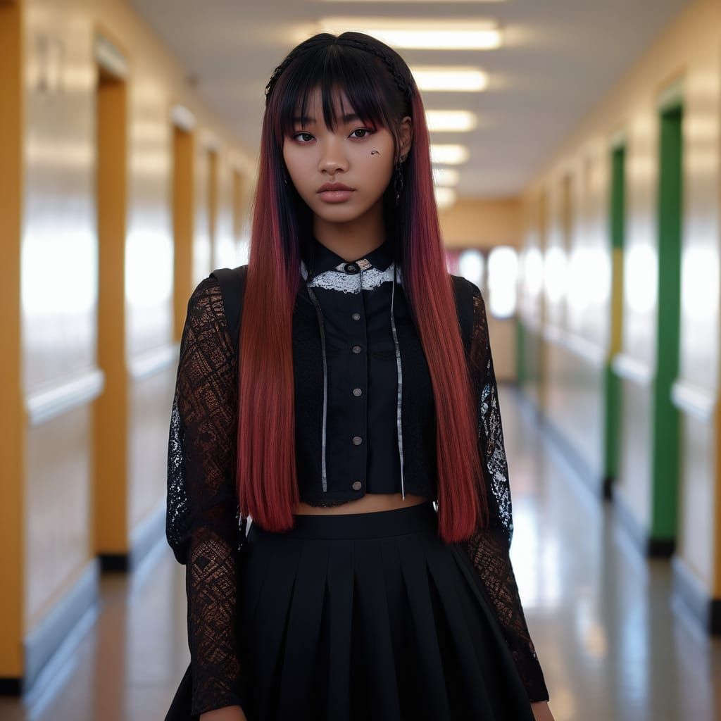 Anime Portrait of a Goth High School Girl