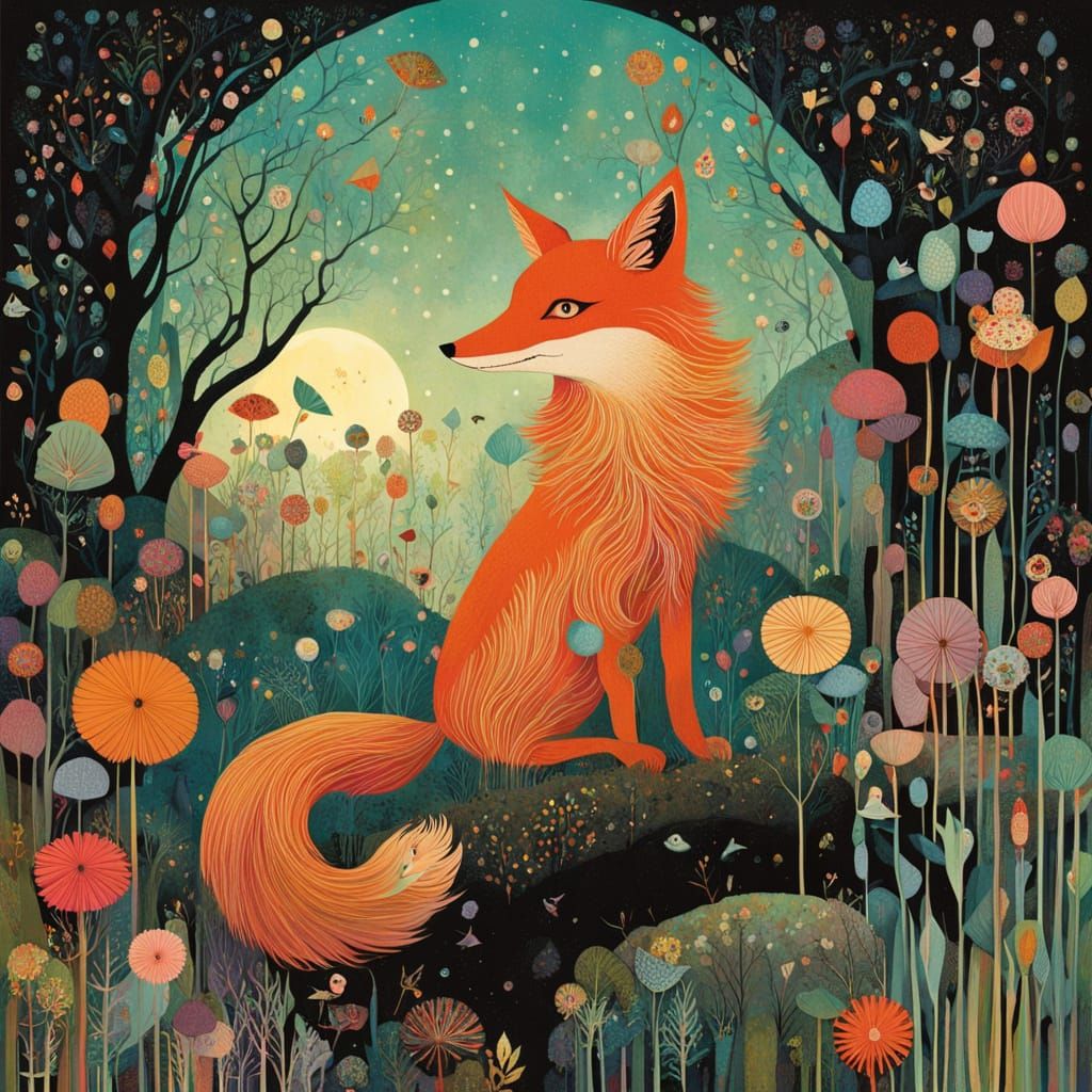 Charming Fox Family Illustration in Pastel Colors