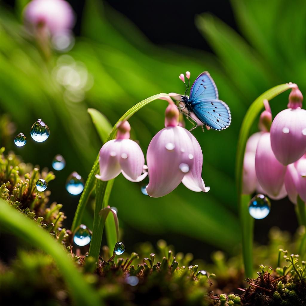 Spring Landscape with Lily-of-the-Valley and Butterflies