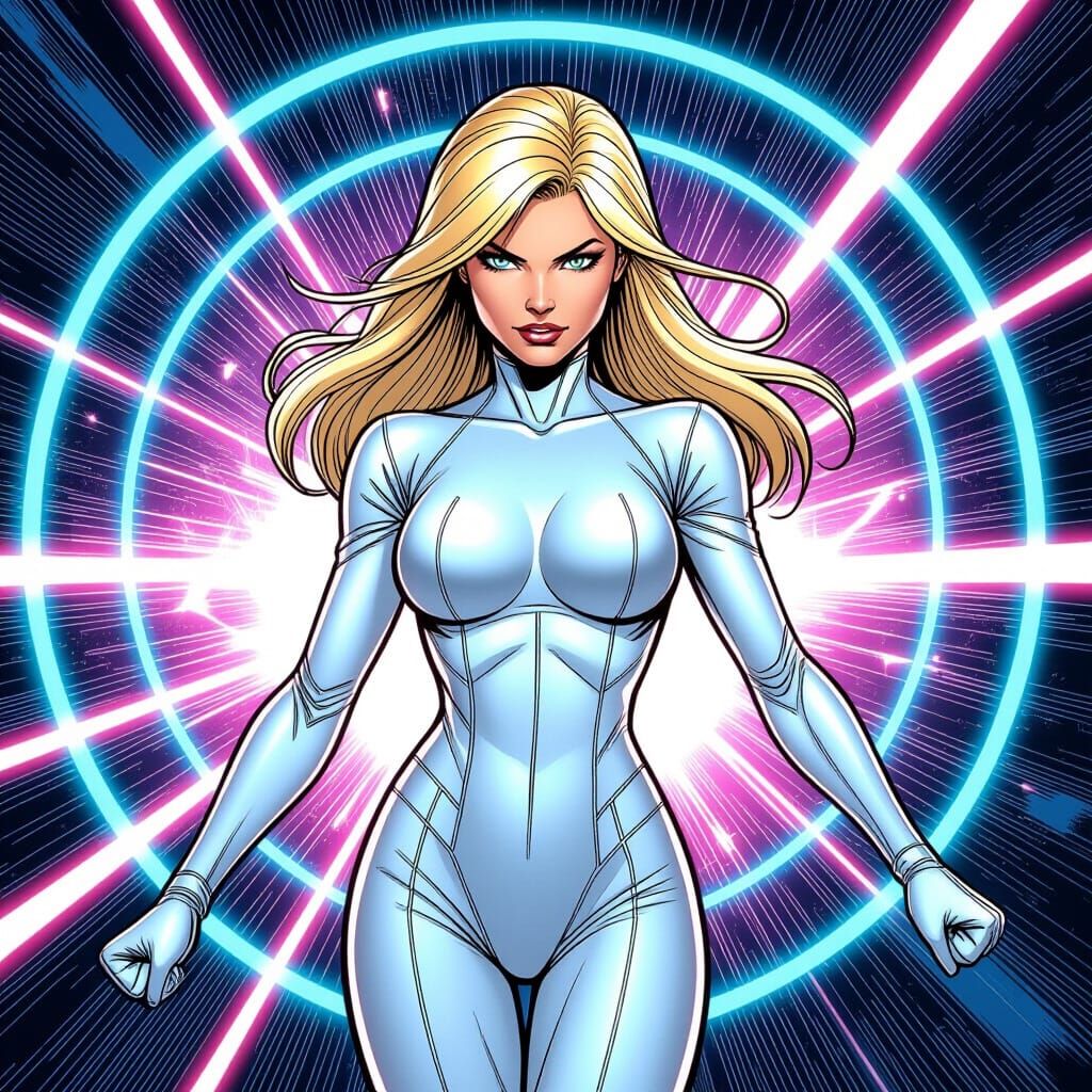 Gwen Stacy: Cosmic Superhero in Comic Book Style