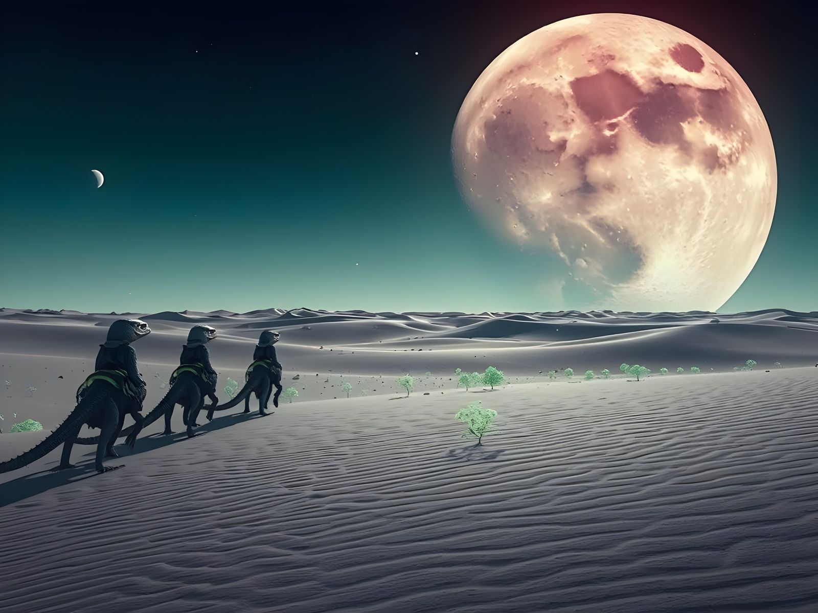 Extraterrestrial Nomads Journey Across Alien Desert