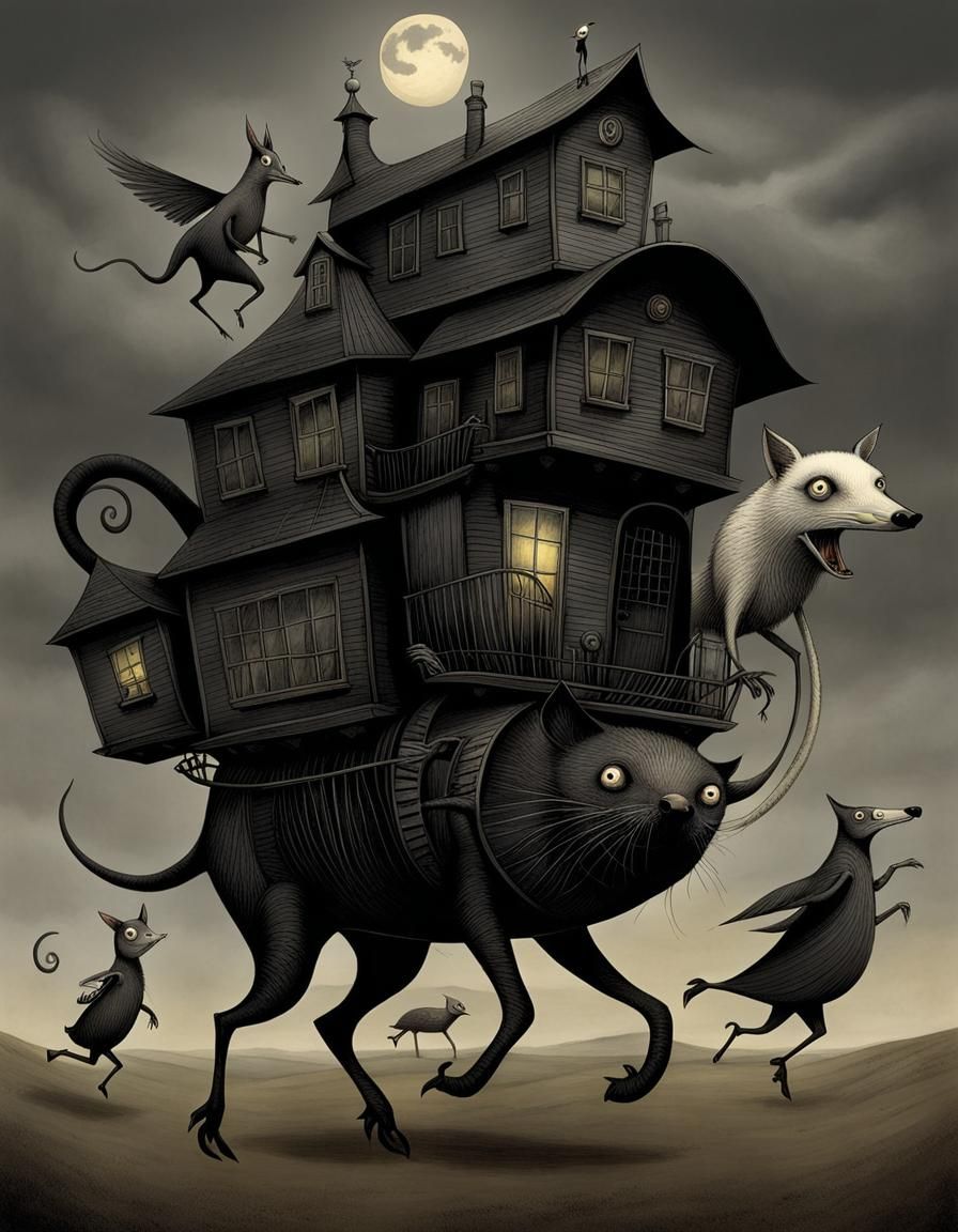 Surreal Creature Running Amok in Gothic Horror Style