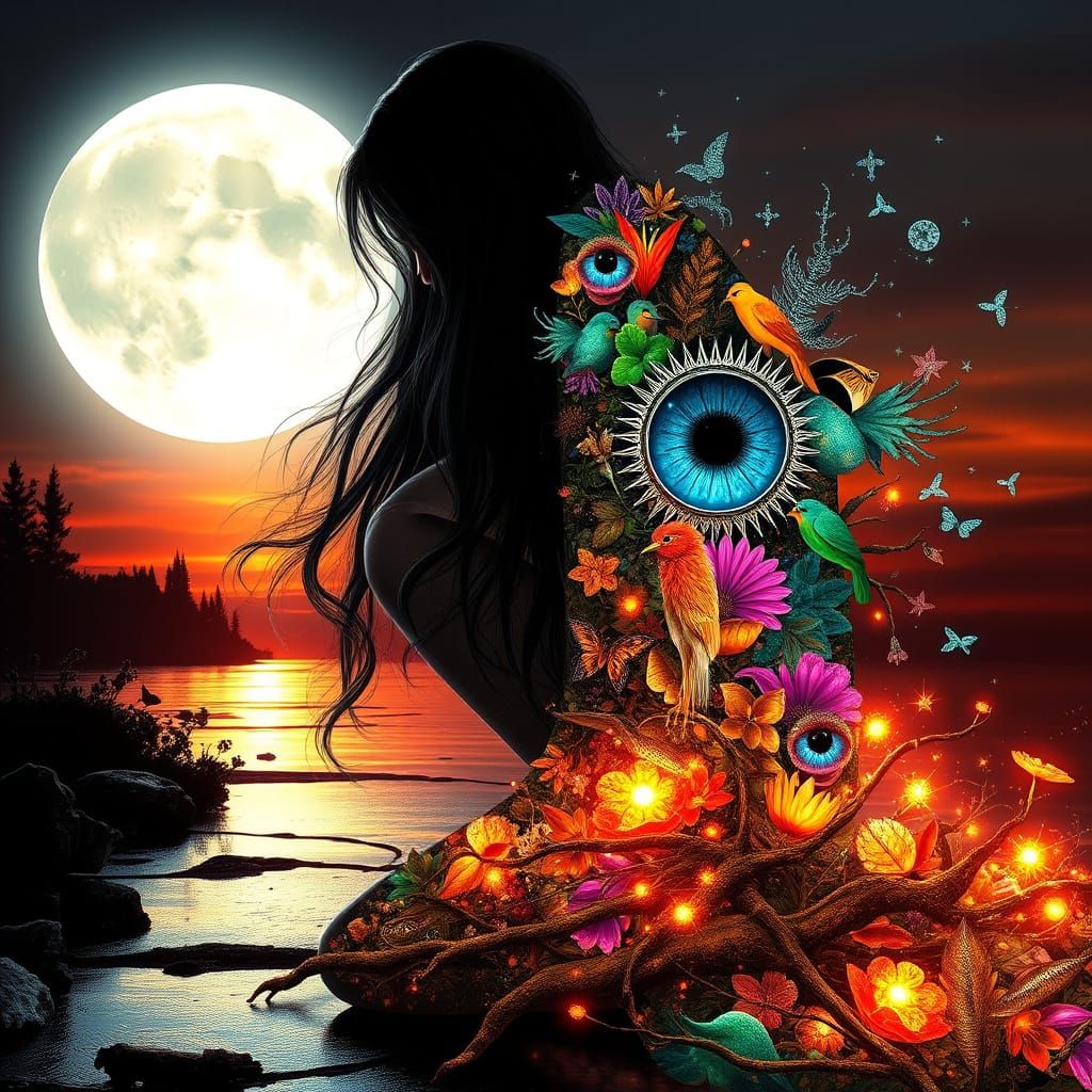 Eerie Encounters: Bio Art Album Cover in 8K