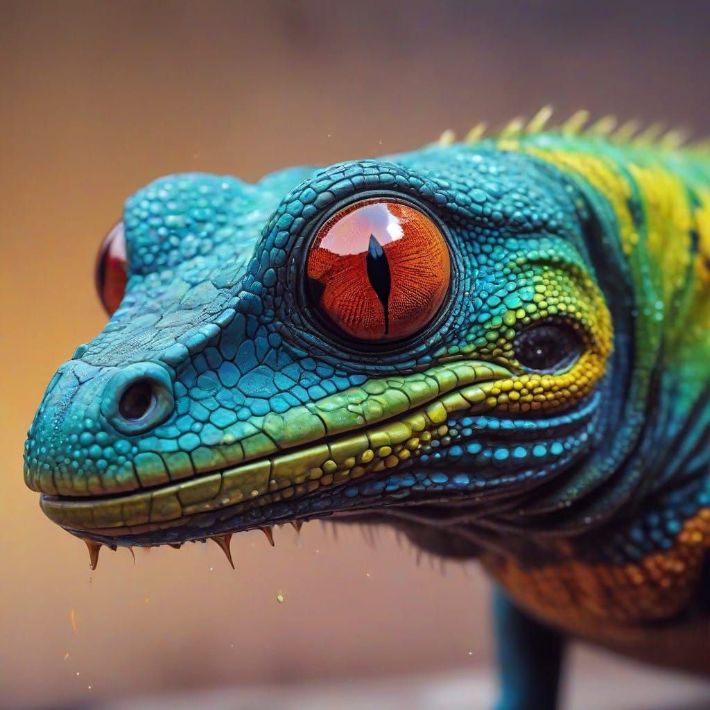 Vibrant Whiptail Lizard in Hyper-Realistic 4K Graffiti Art
