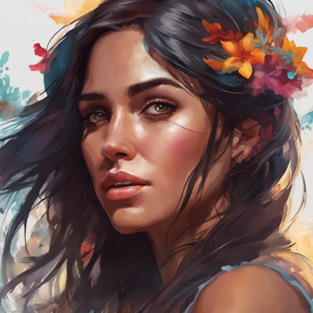 Latina Woman Portrait in Hyperdetailed Style