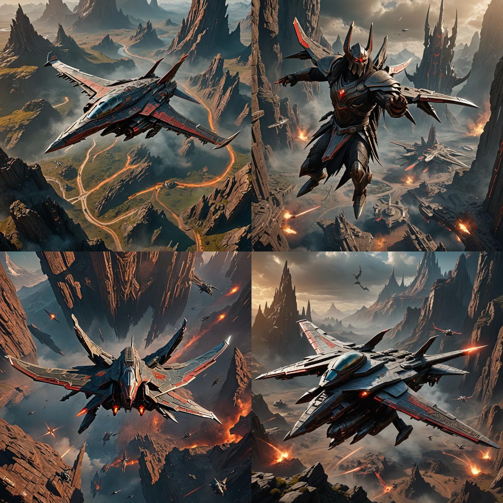 Klingon Fighter in Detailed Matte Painting