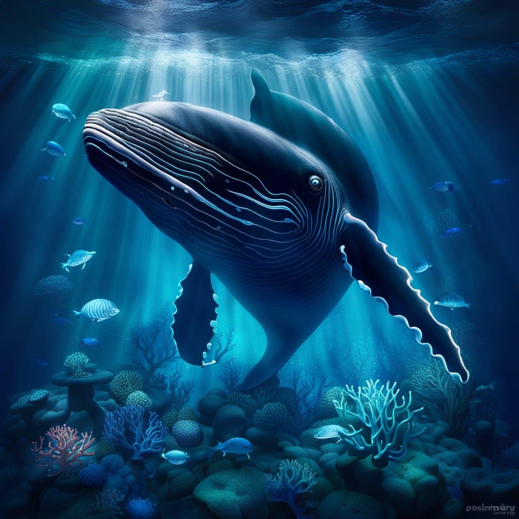 Epic Whale in Majestic Underwater Scene