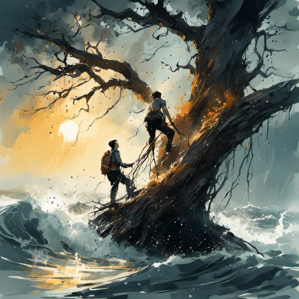 rescue workers rescuing a woman with long wet hair who is st...