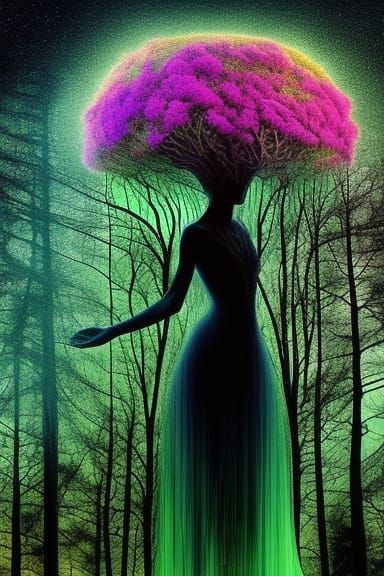 Tree-Human Hybrid with Fractal Branches, Octane Render