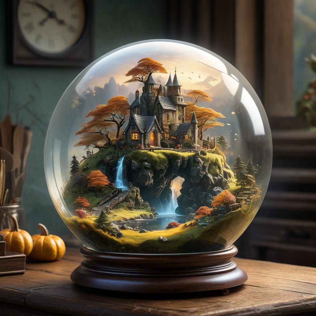 Fairy Glen at Dawn Inside Glass Globe