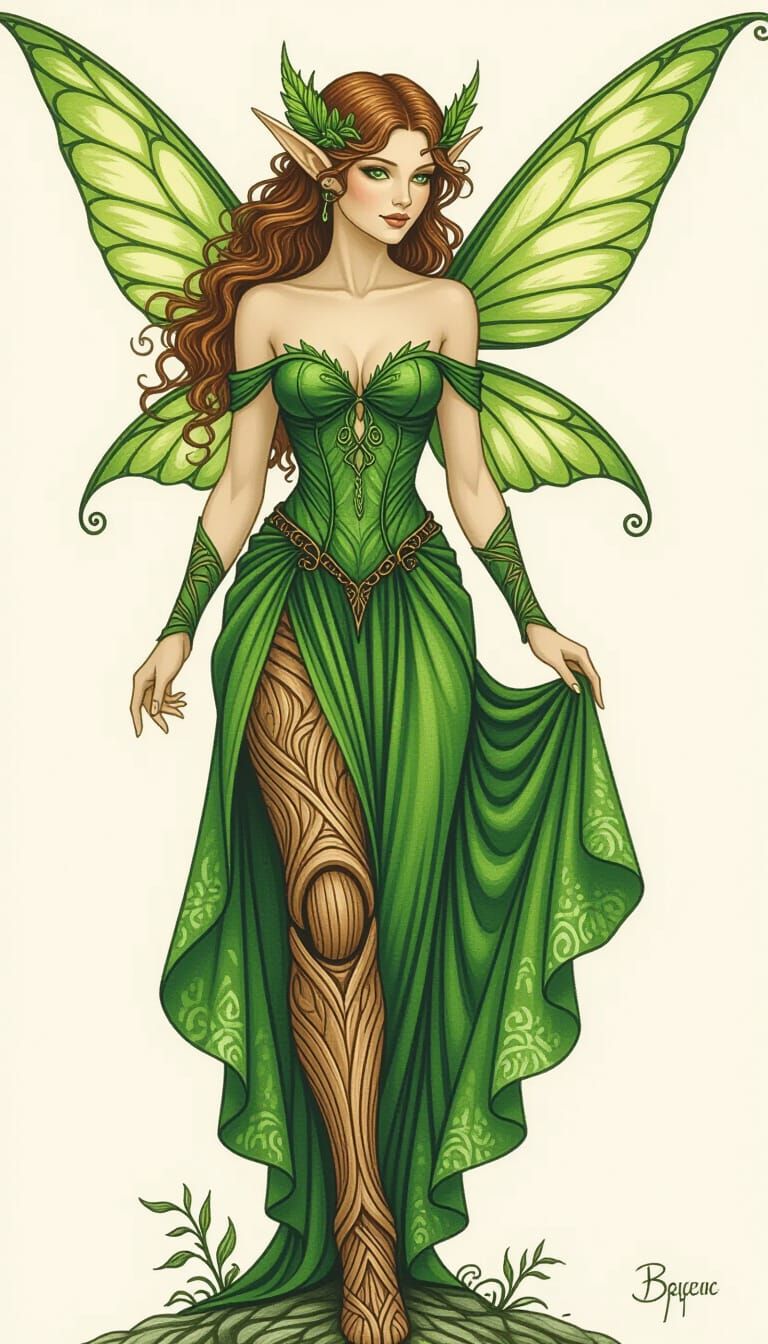 Fairy Sprite with Wooden Leg in Whimsical Style