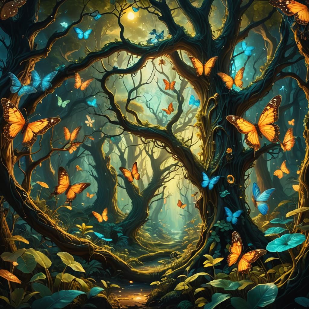 Enchanted Forest in Surrealist Style