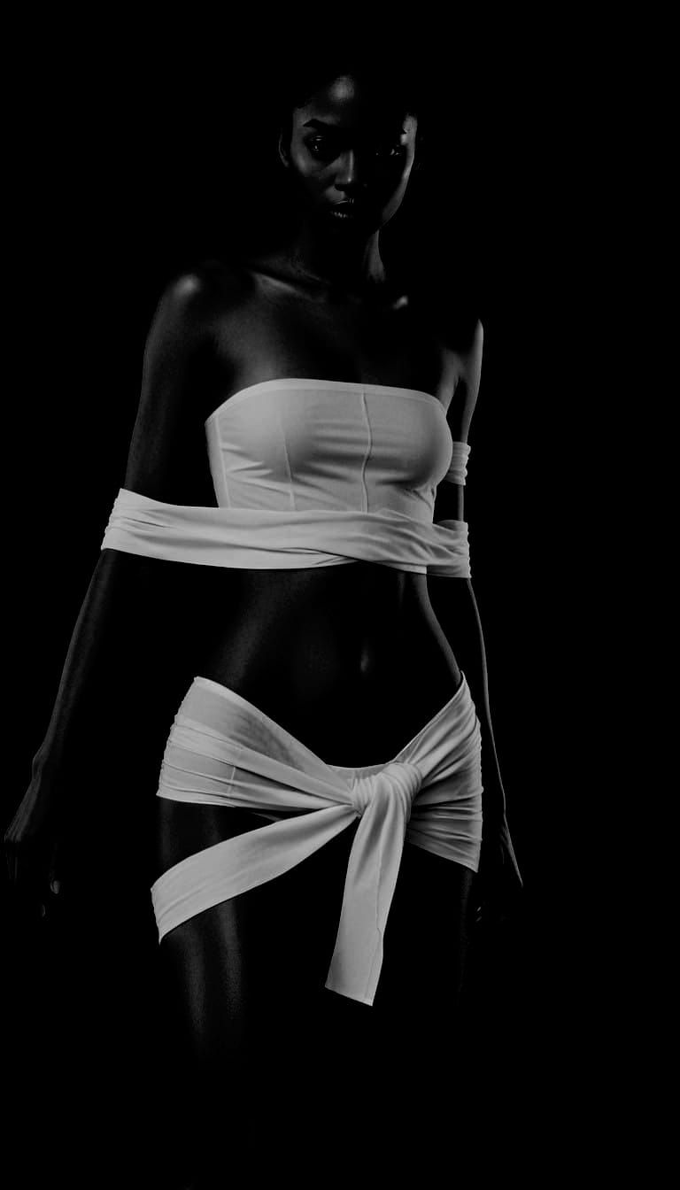 Sensual Monochrome Goddess Walks the Void