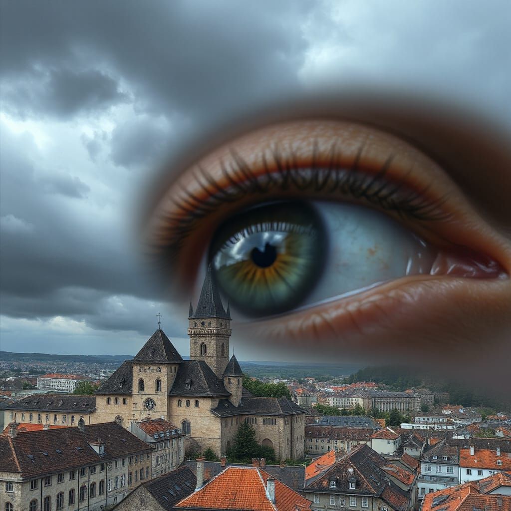 Eye of the Storm Over Medieval City