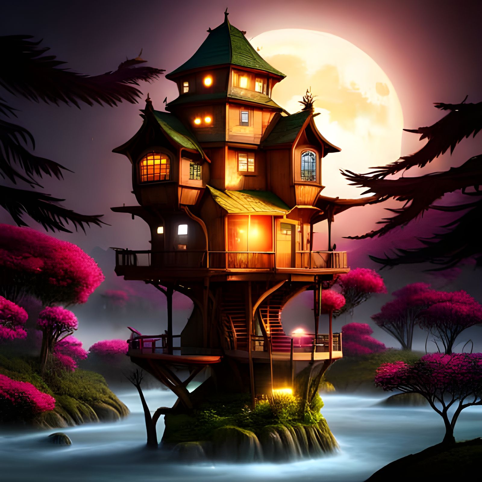 Enchanted Fairy Treehouse in Whimsical Forest