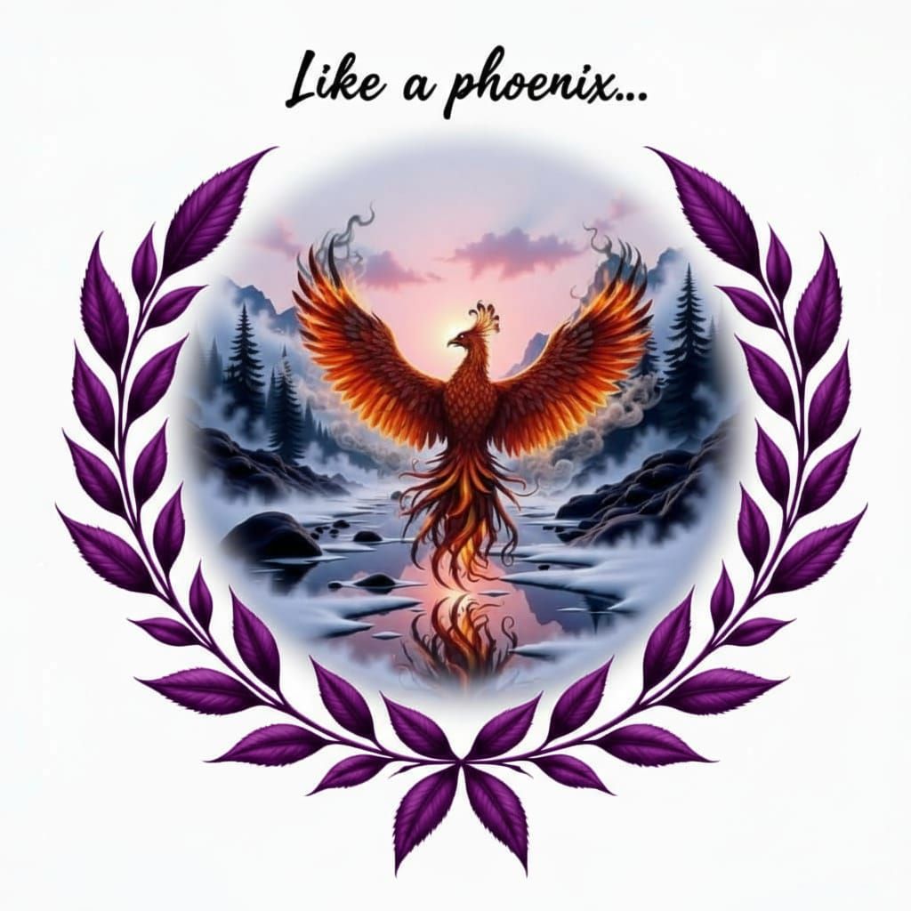 Phoenix Rises from Ashes in Surreal Double Exposure