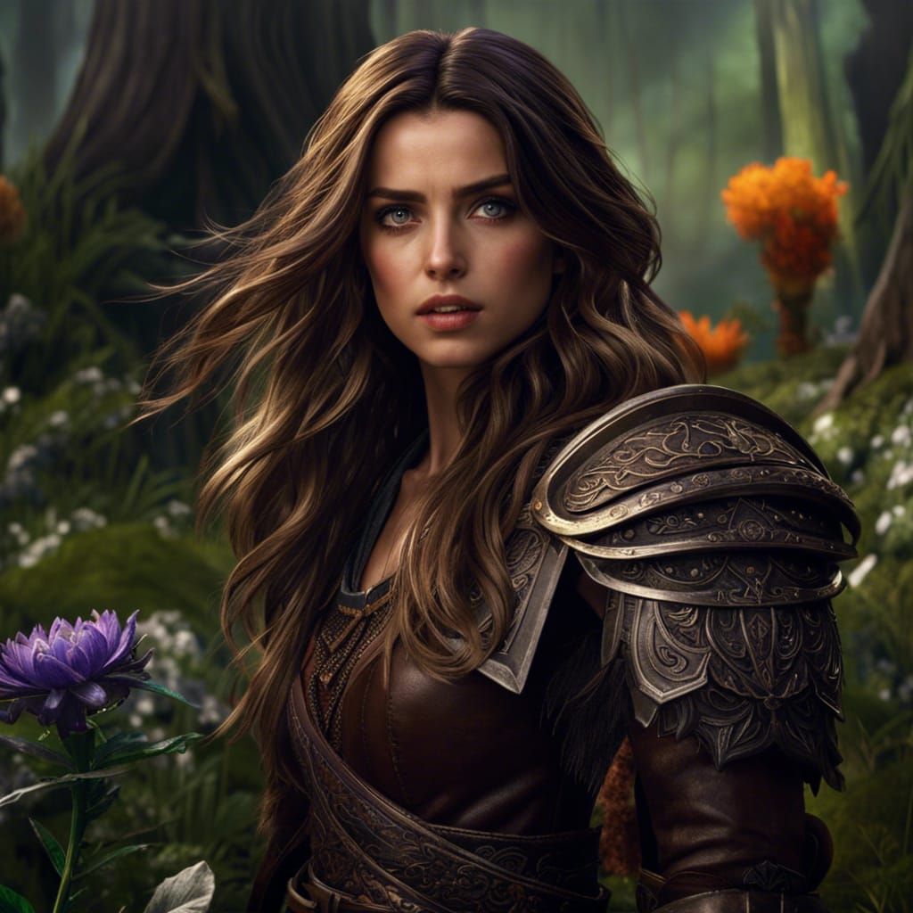 Ana De Armas as Druid Warrior in Digital Painting