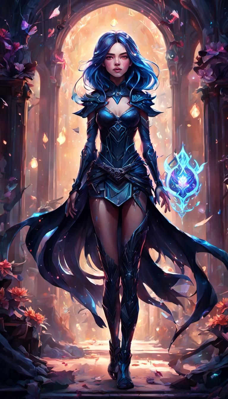 Beautiful Woman Wielding Dark Magic in Digital Art