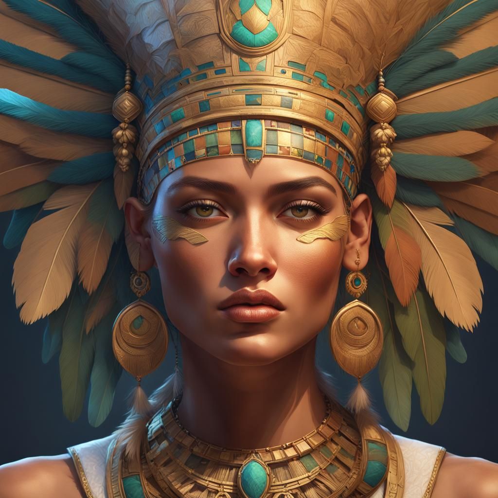 Egyptian Woman Portrait in Art Nouveau Style