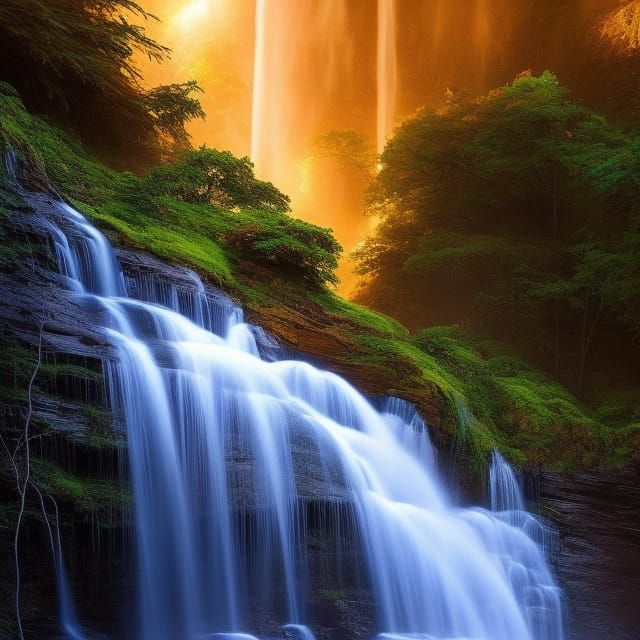 Magical Waterfalls Flowing from Head in Unreal Engine Style