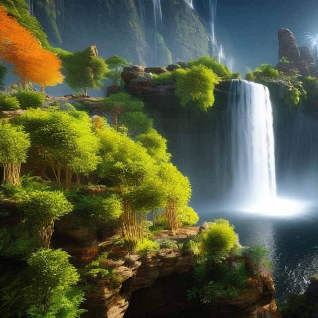 Magical Waterfalls Flowing From Head: Intricate Unreal Engin...
