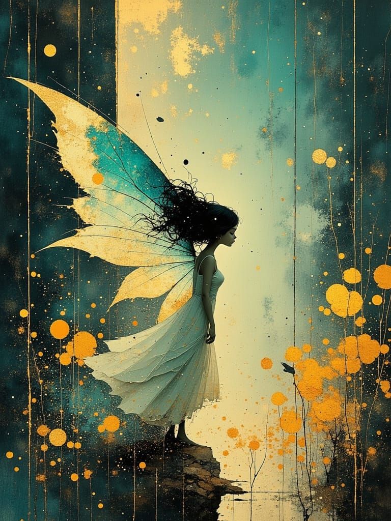 Ethereal Fairy in Alien Grove with Iridescent Wings