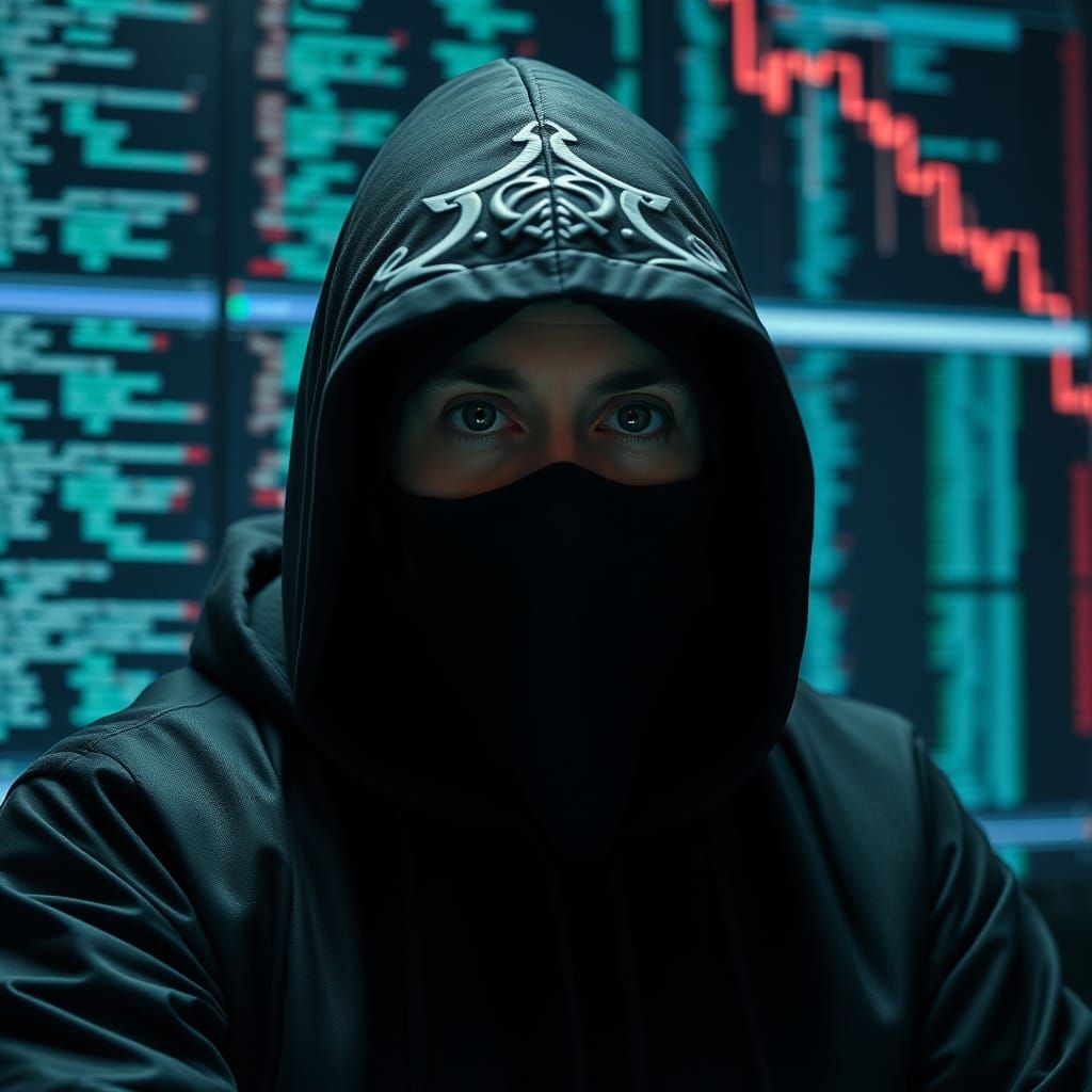 Cyberpunk Figure of Mystery in a World of Digital Shadows