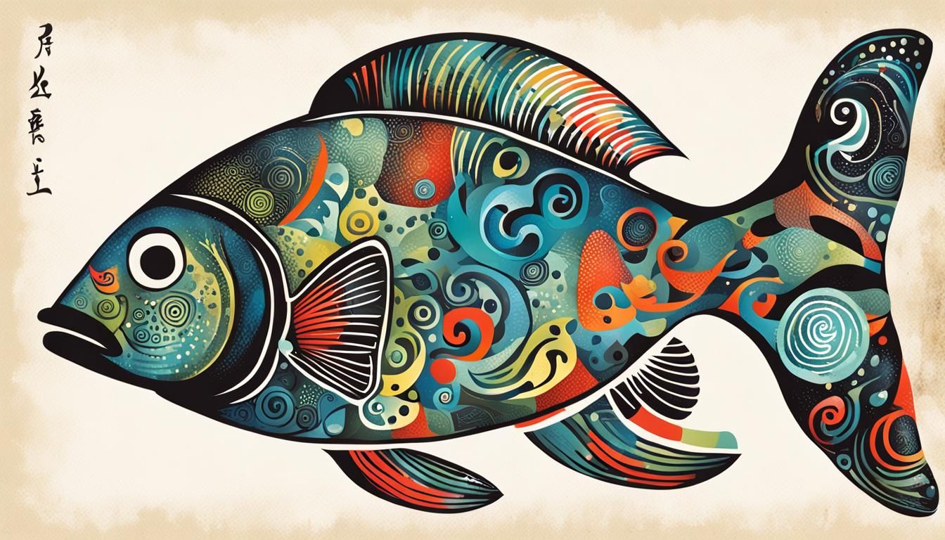 Whimsical Fish Reading Book: Vibrant Ink Poster