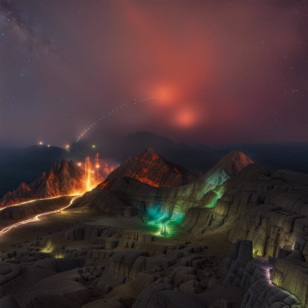 Mystical Fire Landscape: A Surreal Vision