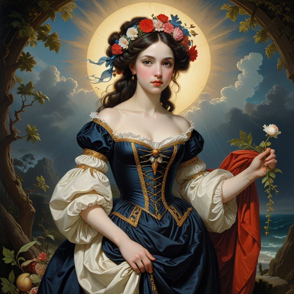 Classical Portrait Blending Realism and Surrealism