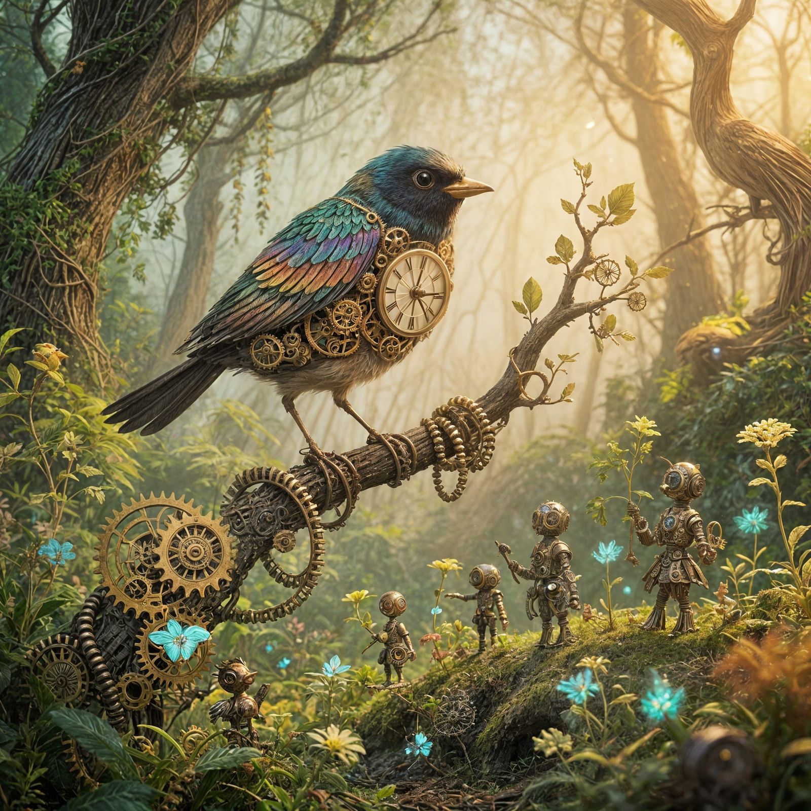 Clockwork Bird in Enchanted Forest