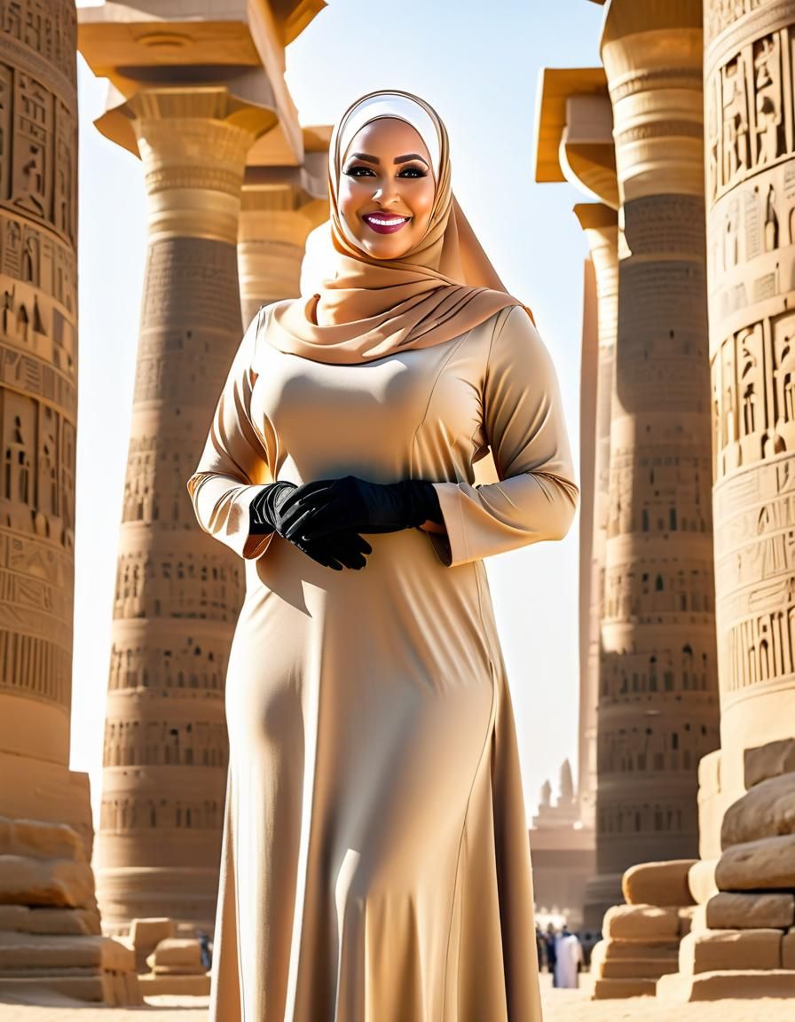 Egyptian Woman Portrait in Luxor Temple, Ultrarealistic