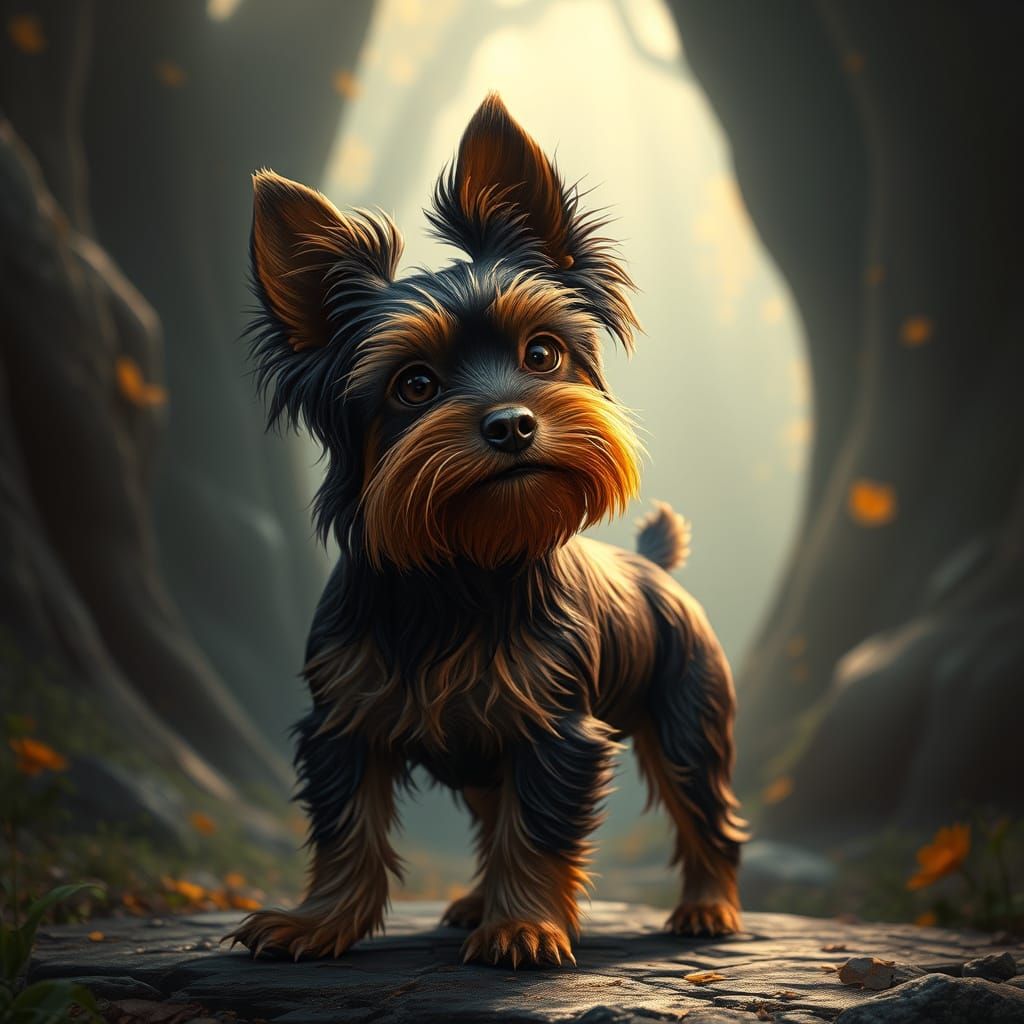 Yorkshire Terrier in Whimsical Fantasy Landscape