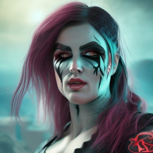 Wrestling Woman Portrait in Detailed Matte Painting