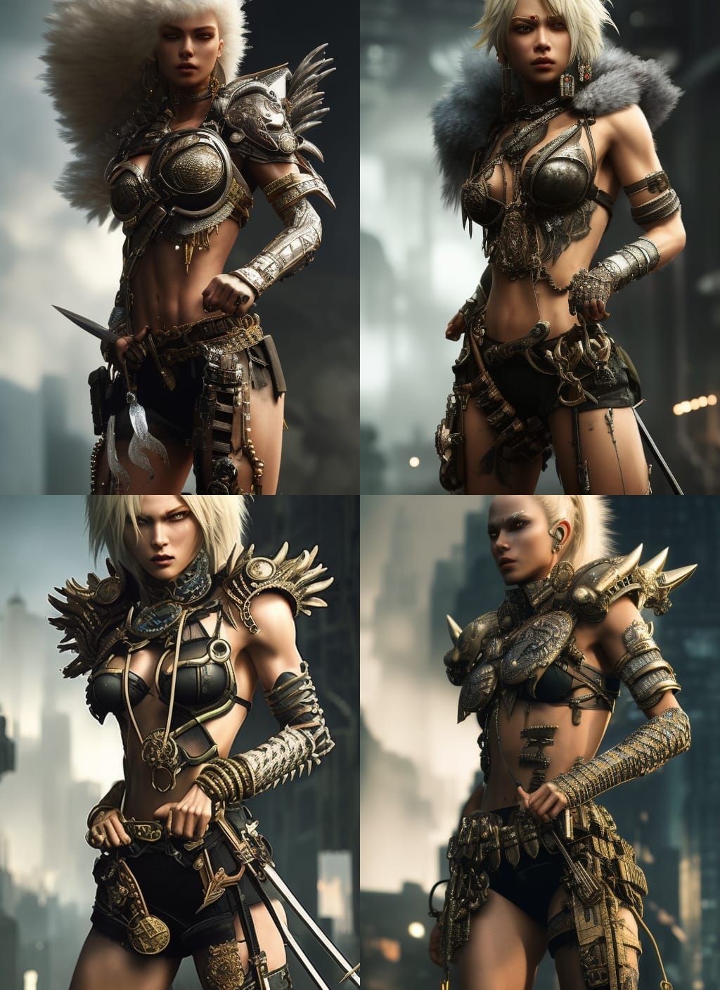 Apocalyptic Survivor in Intricate Armor, Hyperdetailed Digit...