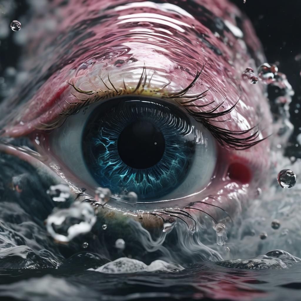 Close-Up: Asian Woman in Water, Ultra Realistic 8K