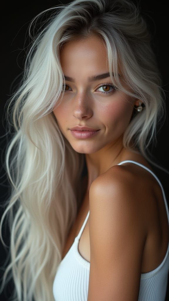 Portrait of a Stunning Woman with Platinum Hair
