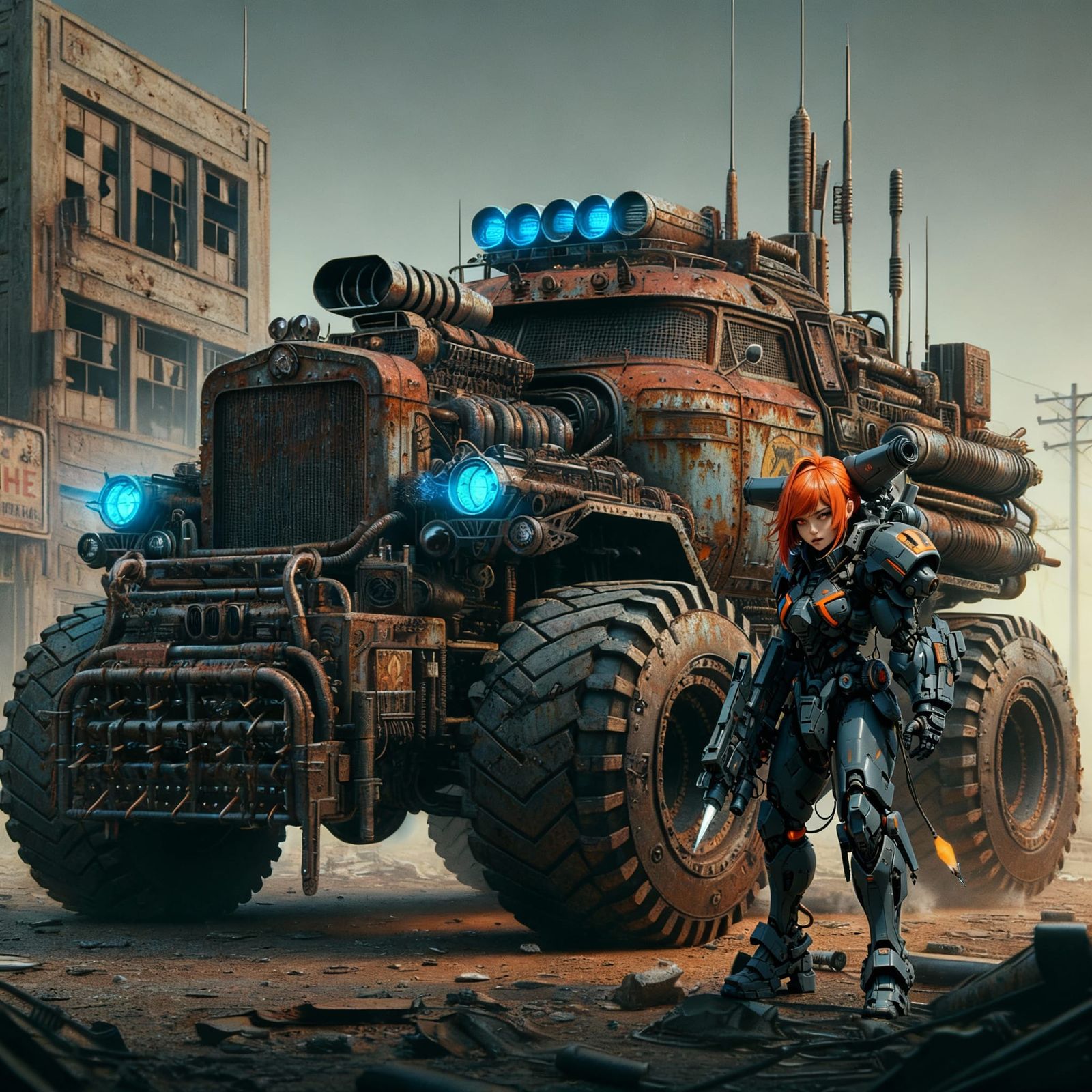 Pinup Girl Posing By Vintage Truck