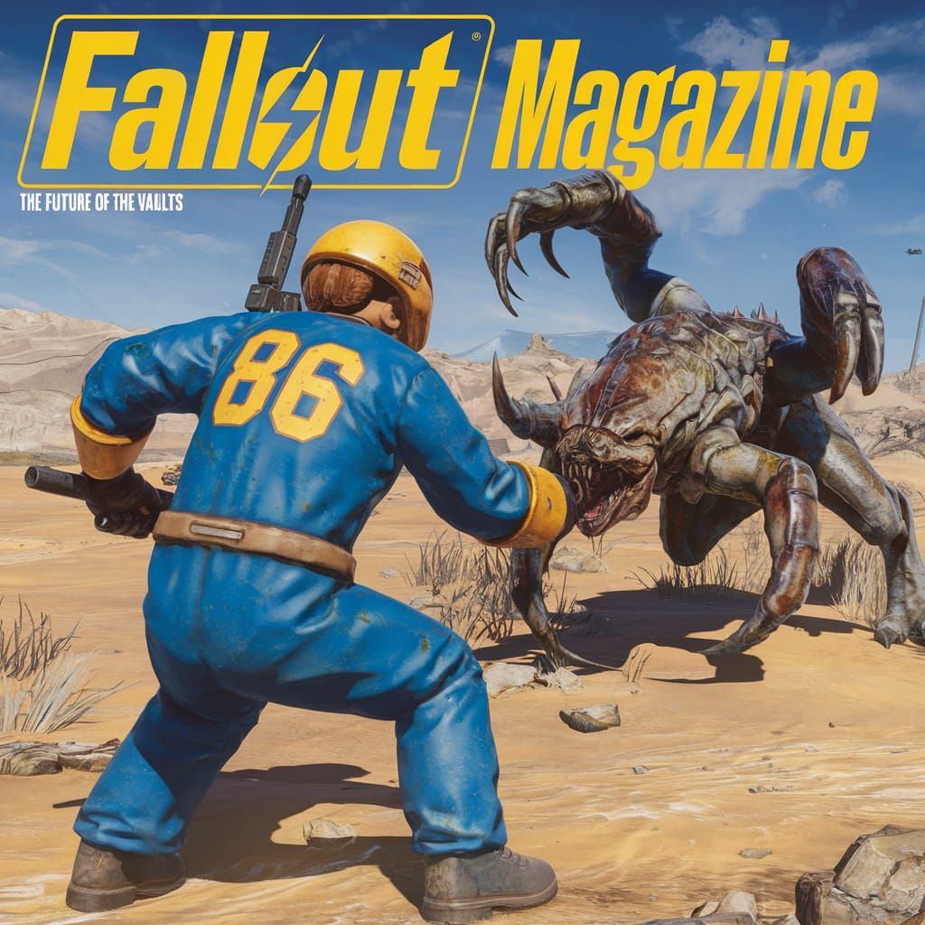 Fallout Magazine Cover: Vault Dweller vs Deathclaw