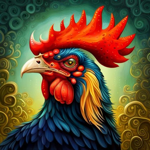 Sinister Rooster Portrait in Burtonesque Style